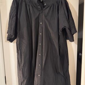 J. Crew Black Regenerative Cotton Swing Dress